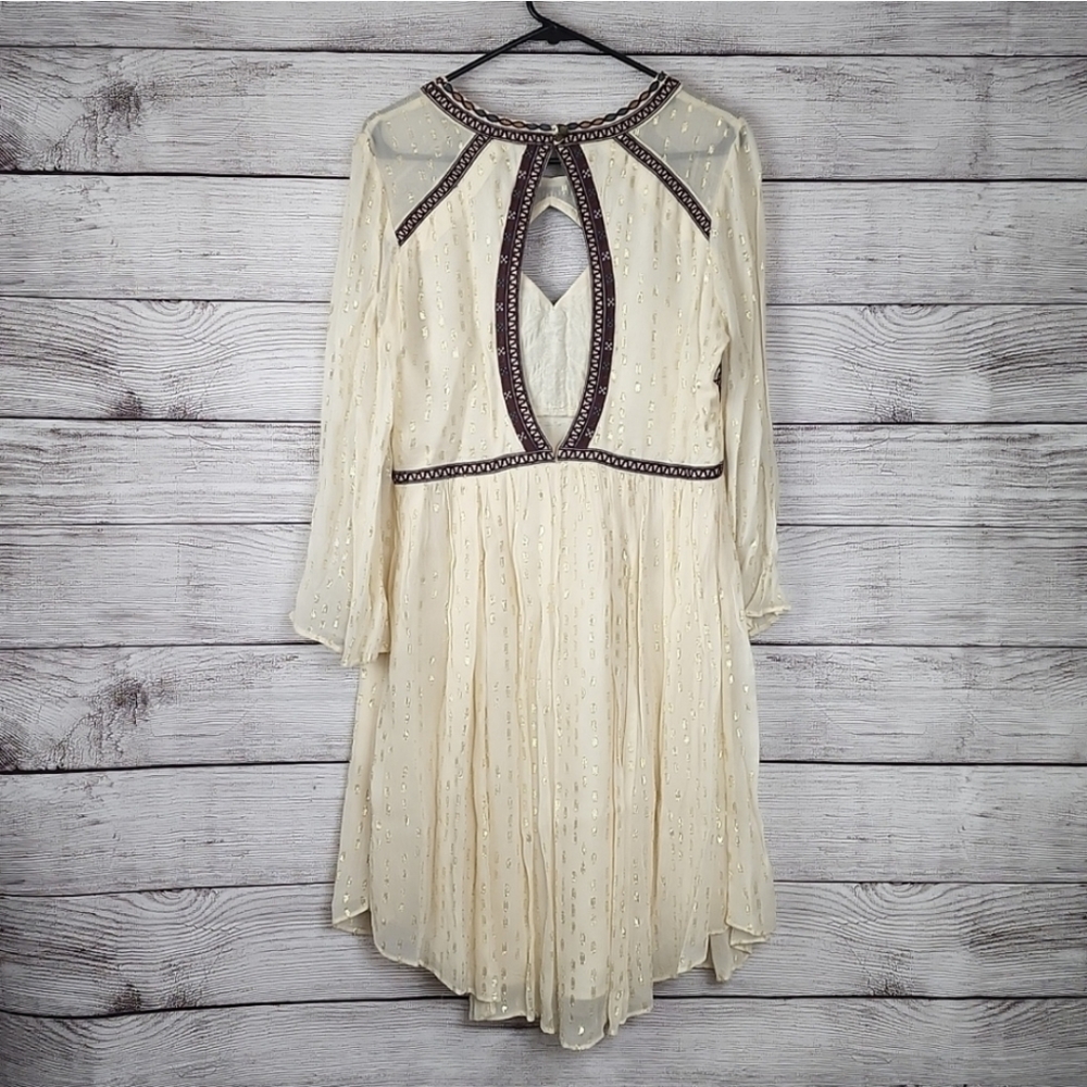 Free People Ivory Embroidered Cutout Boho Dress - Picture 3 of 4